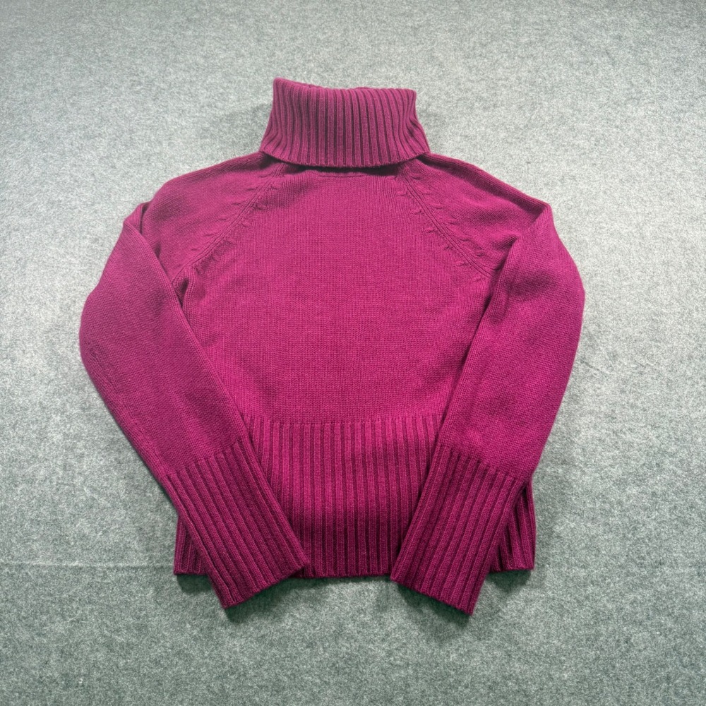 Ann Taylor Turtleneck Sweater Womens Medium Magenta Excellent 100% Cashmere Knit